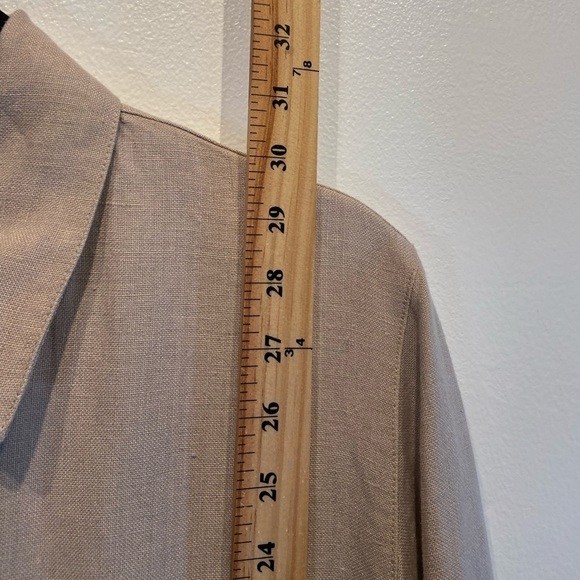 Chico’s Linen Shirt Jacket Size 1 US M 8-10 Beige Tribal Artsy Long Sleeves - Picture 6 of 9